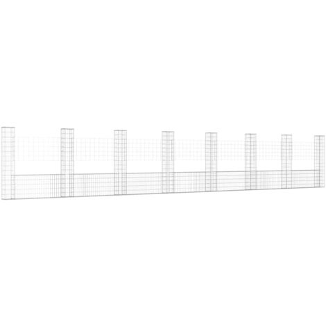 Panier de gabion en forme de U avec 8 poteaux Fer 860x20x150 cm CFW218991