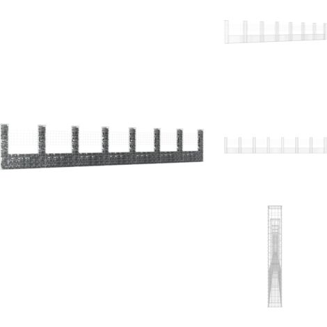 Panier de gabion en forme de U avec 8 poteaux Fer 860x20x150 cm - Panneau De Cloture - Clôture Rigide - Mur De Soutènement - Gabion - Jardinerie