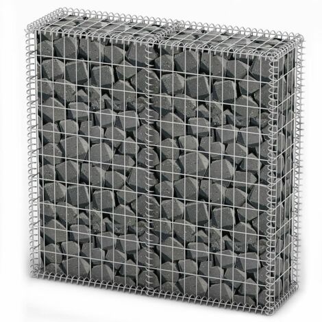 Panier de gabion  Jardinière à gabion  Clôture de gabion avec couvercle Fil galvanisé 100 x 100 x 30 cm KOL1353