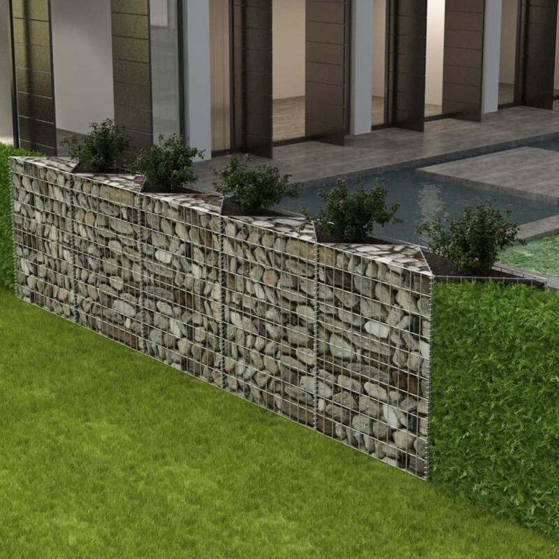 Panier de gabion Mur en gabion Clôture de gabion Acier galvanisé 300x30x100 cm 59084