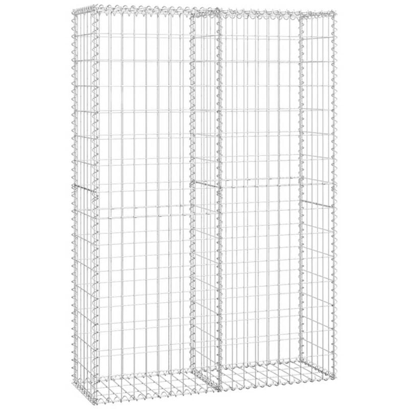Panier de gabion Mur en gabion Clôture de gabion avec couvercle Fil galvanisé 150 x 100 x 30 cm 40668