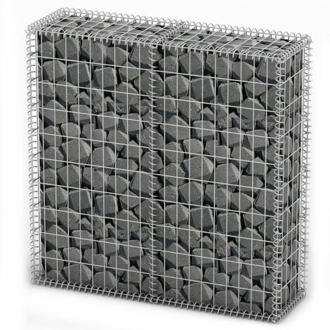 Panier de gabion，Mur en gabion avec couvercle Fil galvanisé 100x100x30 cm CFW12431
