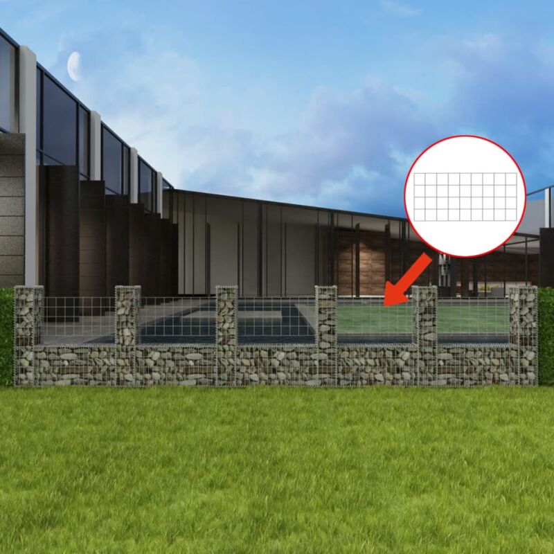 Panier de gabion，Mur en gabion en forme de U Acier galvanisé 570x20x100 cm CFW46185