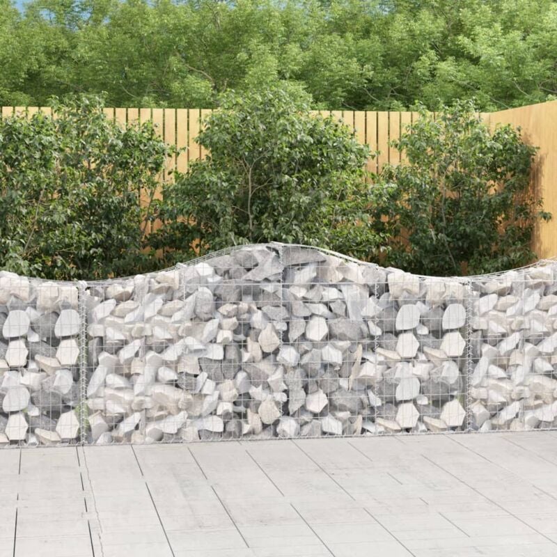 Design In - Panier de gabion,Mur en gabions arqué 200x30x80/100 cm Fer galvanisé CFW14699