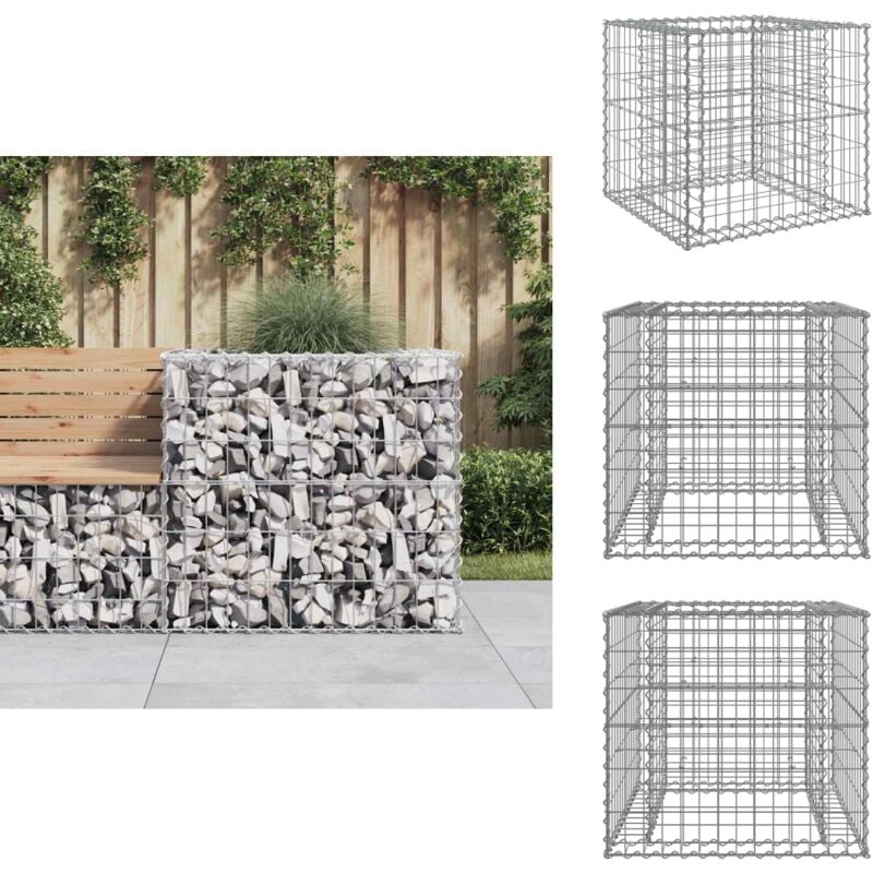 Panier de gabions argenté 70x70x65 cm fer galvanisé - Jardiniere Gabion - Bordure Jardin - Décoration Extérieure - Planter - Pot Métallique