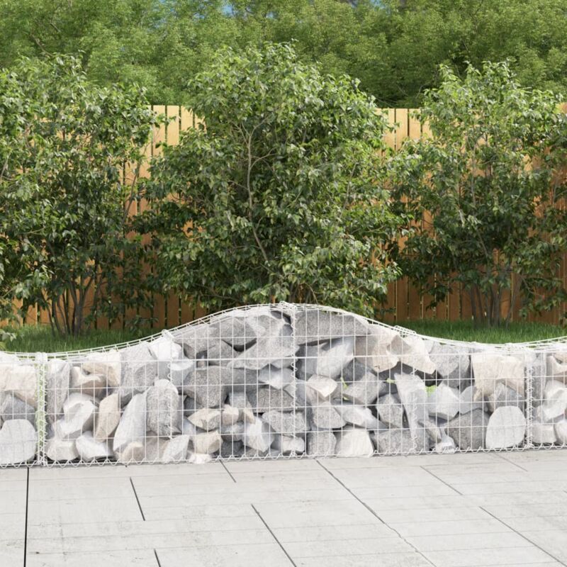 Paniers à gabions arqués 3 pcs 200x30x40/60 cm Fer galvanisé Vidaxl