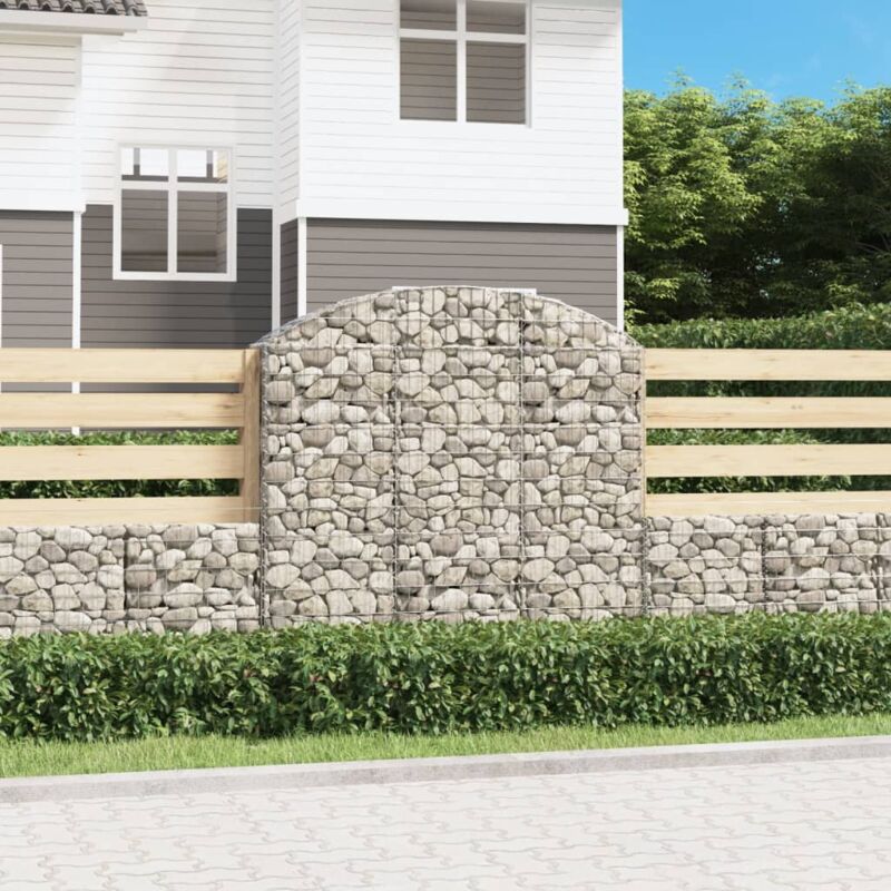 Panier de gabions arqué Mur en gabion Clôture de gabion 150x30x140/160 cm Fer galvanisé 64128
