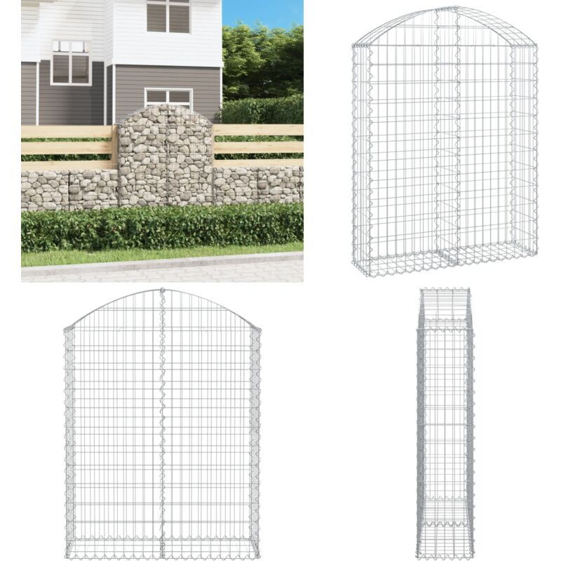 Panier de gabions arqué 100x30x120/140 cm Fer galvanisé - Paniers De Gabions - Mur De Gabions - Clôture De Jardin - Décoration Jardin - Barrieres