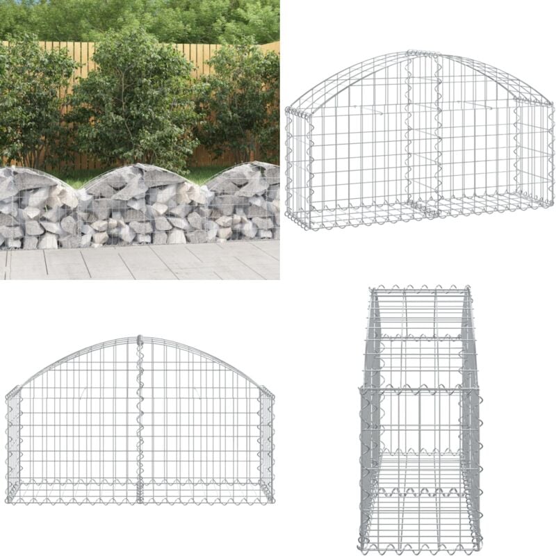 Panier de gabions arqué 100x30x40/60 cm Fer galvanisé - Paniers De Gabions - Mur De Gabions - Clôture De Jardin - Décoration Jardin - Barrieres