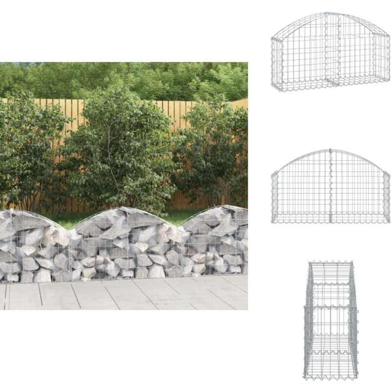 Panier de gabions arqué 100x30x40/60 cm Fer galvanisé - Paniers De Gabions - Mur De Gabions - Clôture De Jardin - Décoration Jardin - Barrieres Jardin