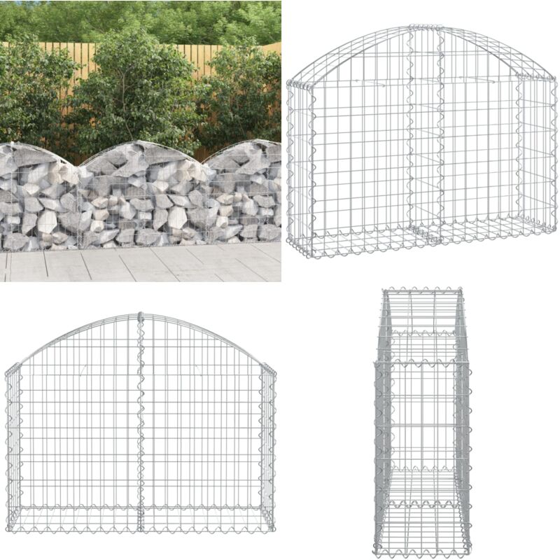 Panier de gabions arqué 100x30x60/80 cm Fer galvanisé - Paniers De Gabions - Mur De Gabions - Clôture De Jardin - Décoration Jardin - Barrieres