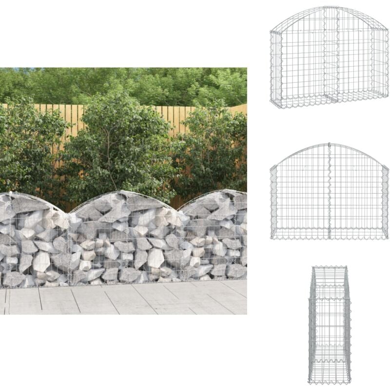 Panier de gabions arqué 100x30x60/80 cm Fer galvanisé - Paniers De Gabions - Mur De Gabions - Clôture De Jardin - Décoration Jardin - Barrieres Jardin