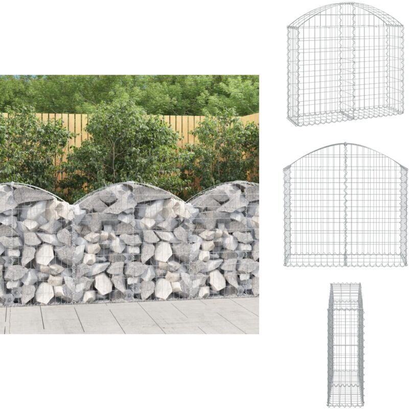 Panier de gabions arqué 100x30x80/100 cm Fer galvanisé - Paniers De Gabions - Mur De Gabions - Clôture De Jardin - Décoration Jardin - Barrieres