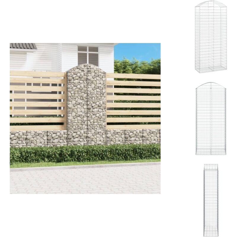 Panier de gabions arqué 100x50x220/240 cm Fer galvanisé - Paniers De Gabions - Mur De Gabions - Clôture De Jardin - Décoration Jardin - Barrieres