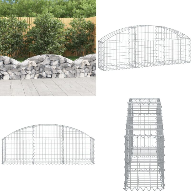 Panier de gabions arqué 150x30x40/60 cm Fer galvanisé - Paniers De Gabions - Mur De Gabions - Clôture De Jardin - Décoration Jardin - Barrieres