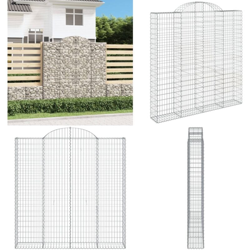 Panier de gabions arqué 200x30x200/220 cm Fer galvanisé - Paniers De Gabions - Mur De Gabions - Clôture De Jardin - Décoration Jardin - Barrieres