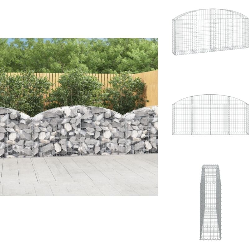 Panier de gabions arqué 200x30x80/100 cm Fer galvanisé - Paniers De Gabions - Mur De Gabions - Clôture De Jardin - Décoration Jardin - Barrieres