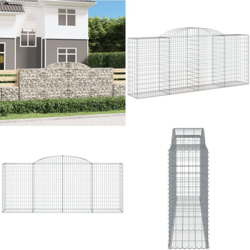 Panier de gabions arqué 300x50x120/140 cm Fer galvanisé - Paniers De Gabions - Mur De Gabion - Clôture De Jardin - Décoration Extérieure - Barrieres