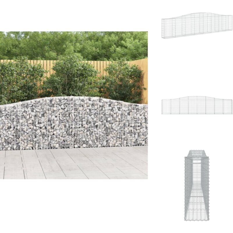 Panier de gabions arqué 400x30x80/100 cm Fer galvanisé - Paniers De Gabions - Mur De Gabions - Clôture De Jardin - Décoration Jardin - Barrieres