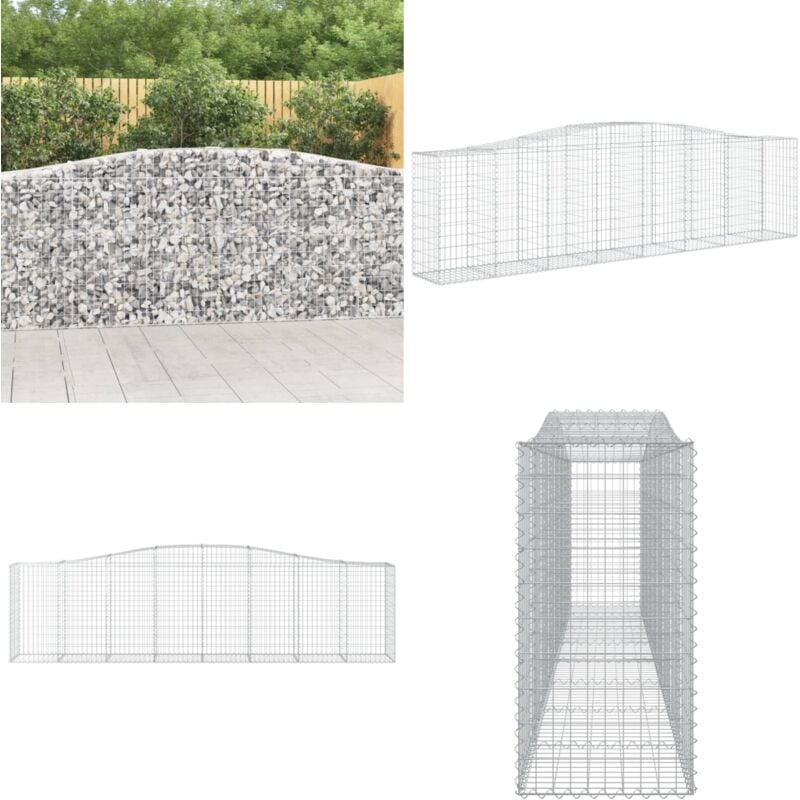 Panier de gabions arqué 400x50x100/120 cm Fer galvanisé - Paniers De Gabions - Mur De Gabions - Clôture De Jardin - Décoration Jardin - Barrieres