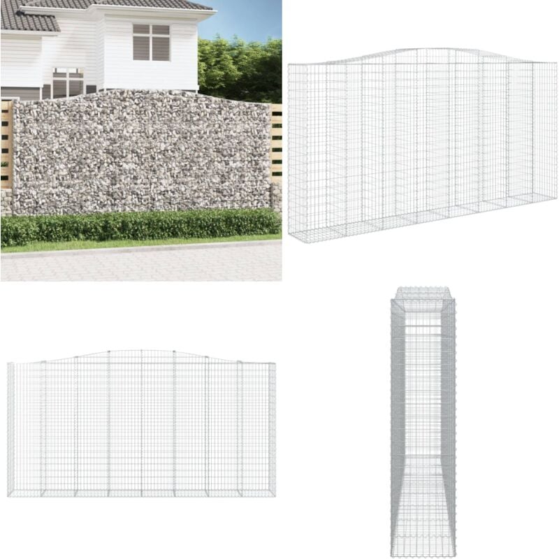 Panier de gabions arqué 400x50x200/220 cm Fer galvanisé - Paniers De Gabions - Mur De Gabions - Clôture De Jardin - Décoration Extérieure - Barrières