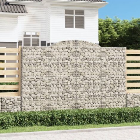 Panier de gabions arqué-Jardinière à gabion 300x50x200/220 cm Fer galvanisé