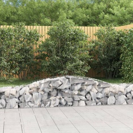 Panier de gabions arqué-Jardinière à gabion 400x50x40/60 cm Fer galvanisé 266668