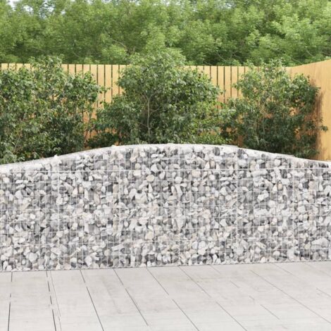 Panier de gabions arqué-Jardinière à gabion 400x50x80/100 cm Fer galvanisé 496696