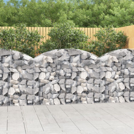 Panier de gabions arqué Mur en gabion  Clôture de gabion 150x30x100/120 cm Fer galvanisé 47104