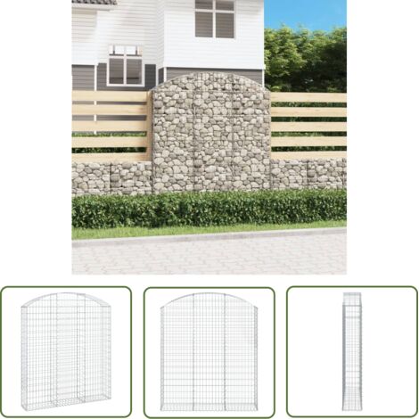 Panier de gabions arqué Mur en gabion  Clôture de gabion 150x30x160/180 cm Fer galvanisé 26609