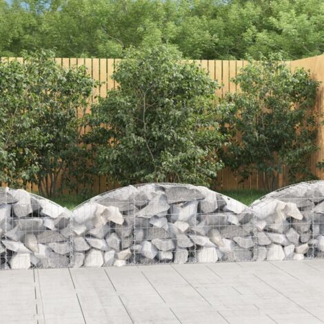 Panier de gabions arqué Mur en gabion  Clôture de gabion 150x30x40/60 cm Fer galvanisé 40799