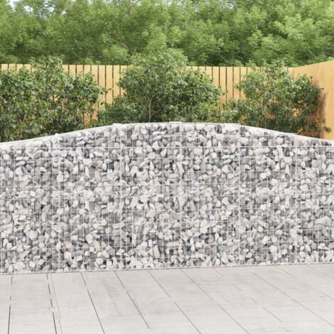 Panier de gabions arqué Mur en gabion  Clôture de gabion 400x50x100/120 cm Fer galvanisé 59486