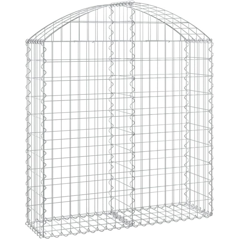 Panier de gabions clôture cage mur de soutènement arqué 100 x 30 x 100/120 cm fer galvanisé Argent