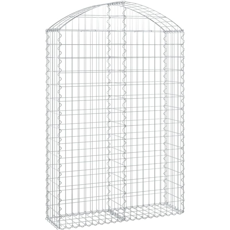 Helloshop26 - Panier de gabions clôture cage mur de soutènement arqué 100 x 30 x 140/160 cm fer galvanisé Argent