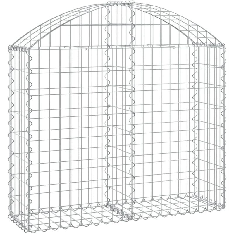 Panier de gabions clôture cage mur de soutènement arqué 100 x 30 x 80/100 cm fer galvanisé Argent