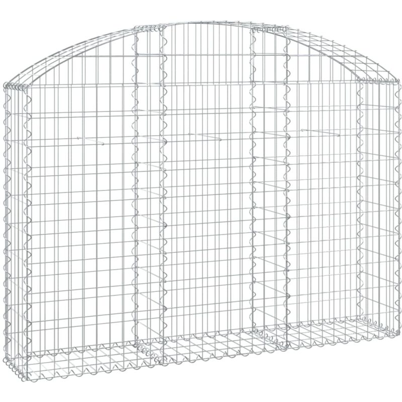 Panier de gabions clôture cage mur de soutènement arqué 150 x 30 x 100/120 cm fer galvanisé Argent