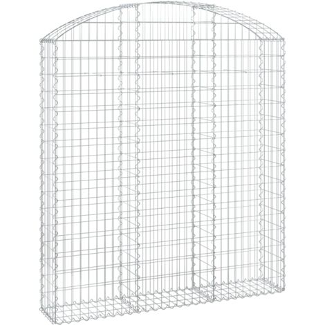 Panier de gabions clôture cage mur de soutènement arqué 150 x 30 x 160/180 cm fer galvanisé Argent