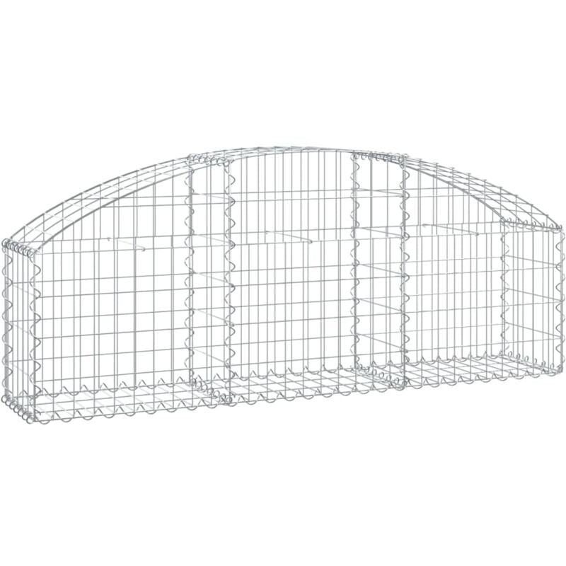 Panier de gabions clôture cage mur de soutènement arqué 150 x 30 x 40/60 cm fer galvanisé Argent