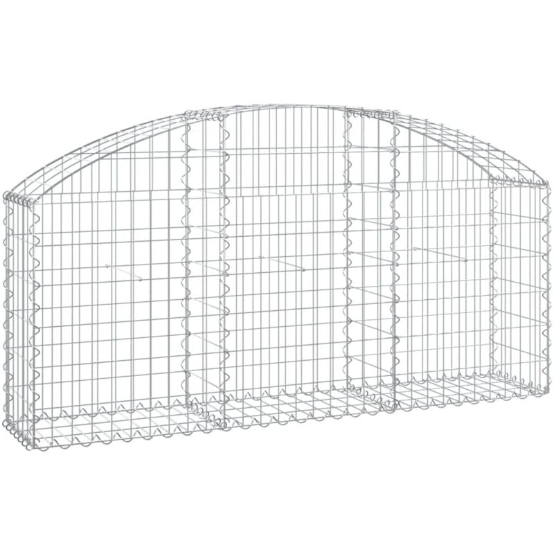Panier de gabions clôture cage mur de soutènement arqué 150 x 30 x 60/80 cm fer galvanisé Argent