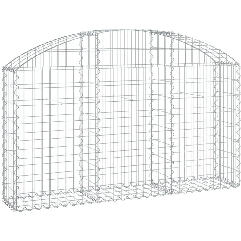 Panier de gabions clôture cage mur de soutènement arqué 150 x 30 x 80/100 cm fer galvanisé Argent