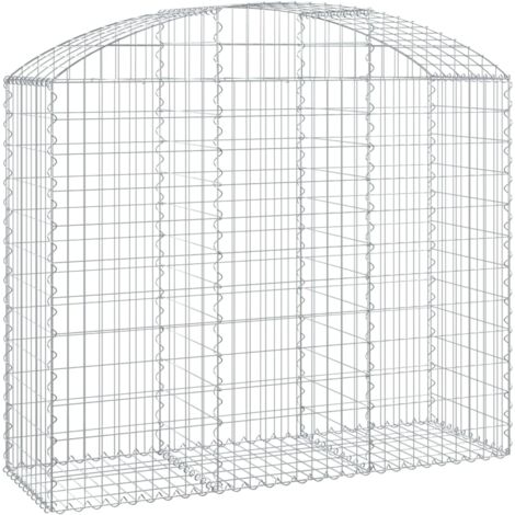 Panier de gabions clôture cage mur de soutènement arqué 150 x 50 x 120/140 cm fer galvanisé Argent