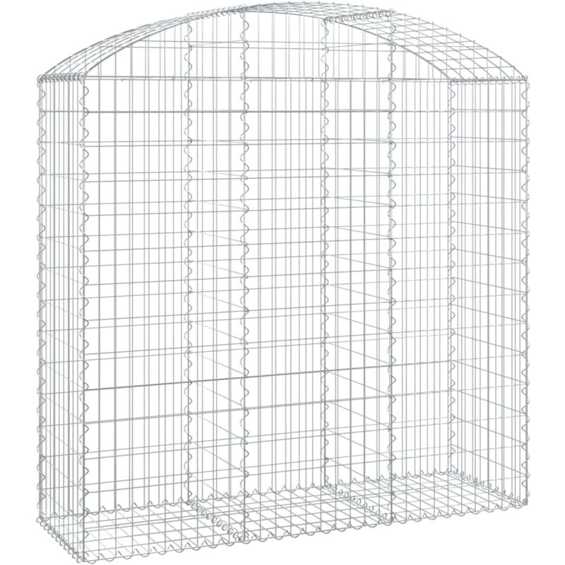 Helloshop26 - Panier de gabions clôture cage mur de soutènement arqué 150 x 50 x 140/160 cm fer galvanisé Argent