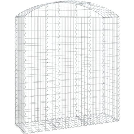 Panier de gabions clôture cage mur de soutènement arqué 150 x 50 x 160/180 cm fer galvanisé Argent