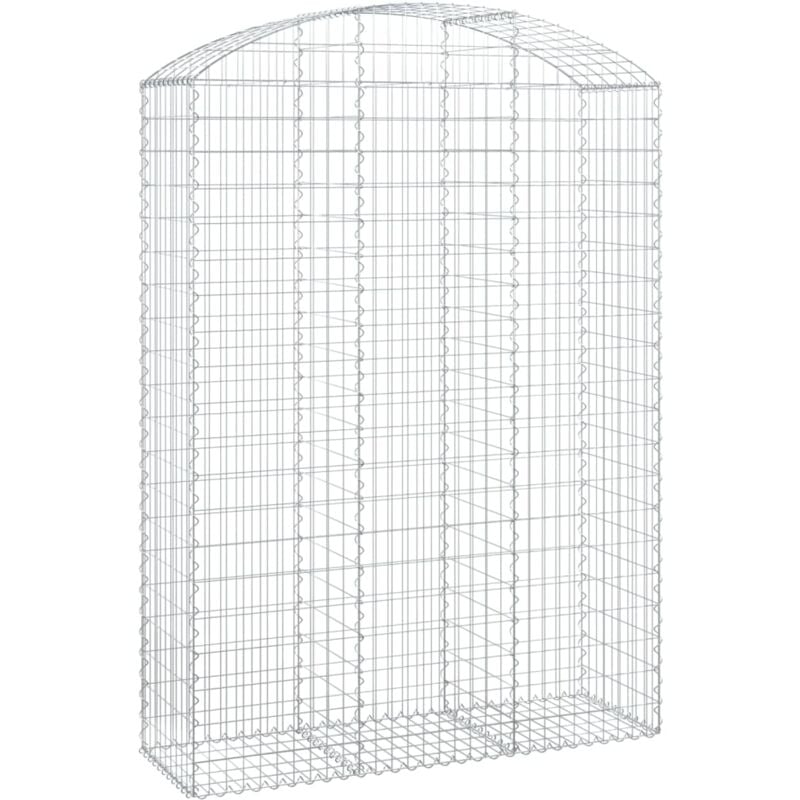 Panier de gabions clôture cage mur de soutènement arqué 150 x 50 x 200/220 cm fer galvanisé Argent