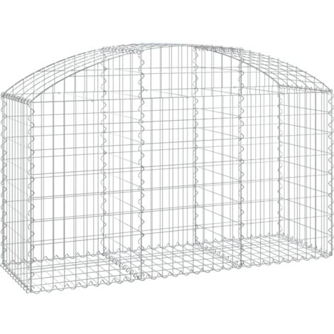 Panier de gabions clôture cage mur de soutènement arqué 150 x 50 x 80/100 cm fer galvanisé Argent
