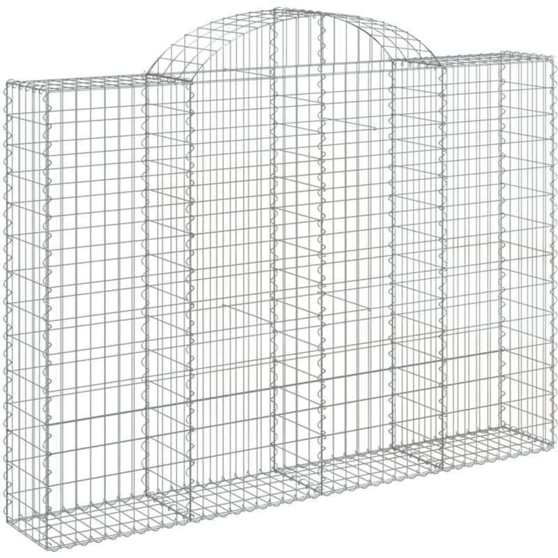 Helloshop26 - Panier de gabions clôture cage mur de soutènement arqué 200 x 30 x 140/160 cm fer galvanisé Argent