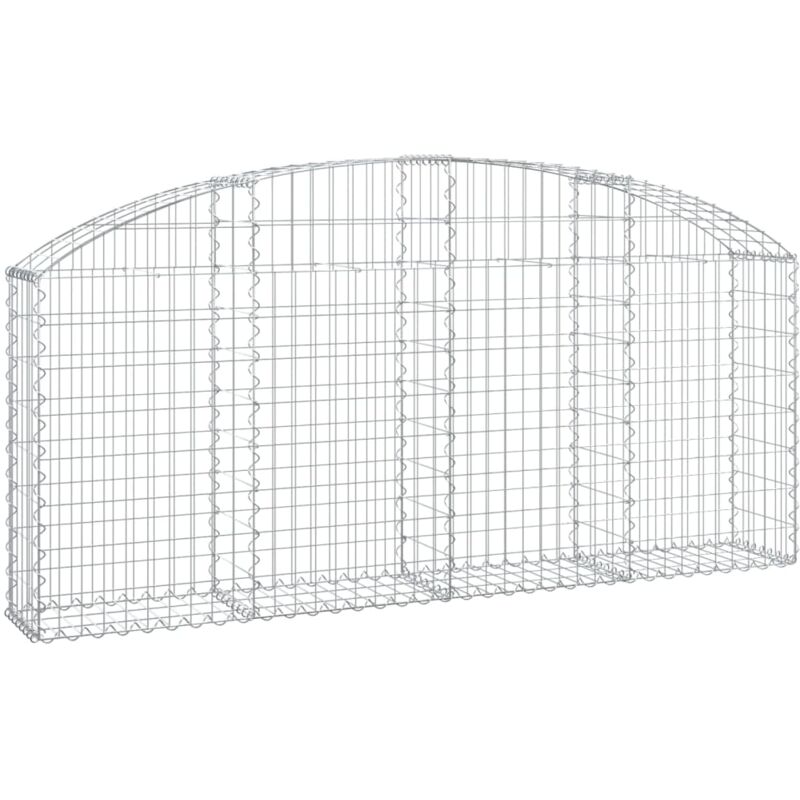 Helloshop26 - Panier de gabions clôture cage mur de soutènement arqué 200 x 30 x 80/100 cm fer galvanisé Argent