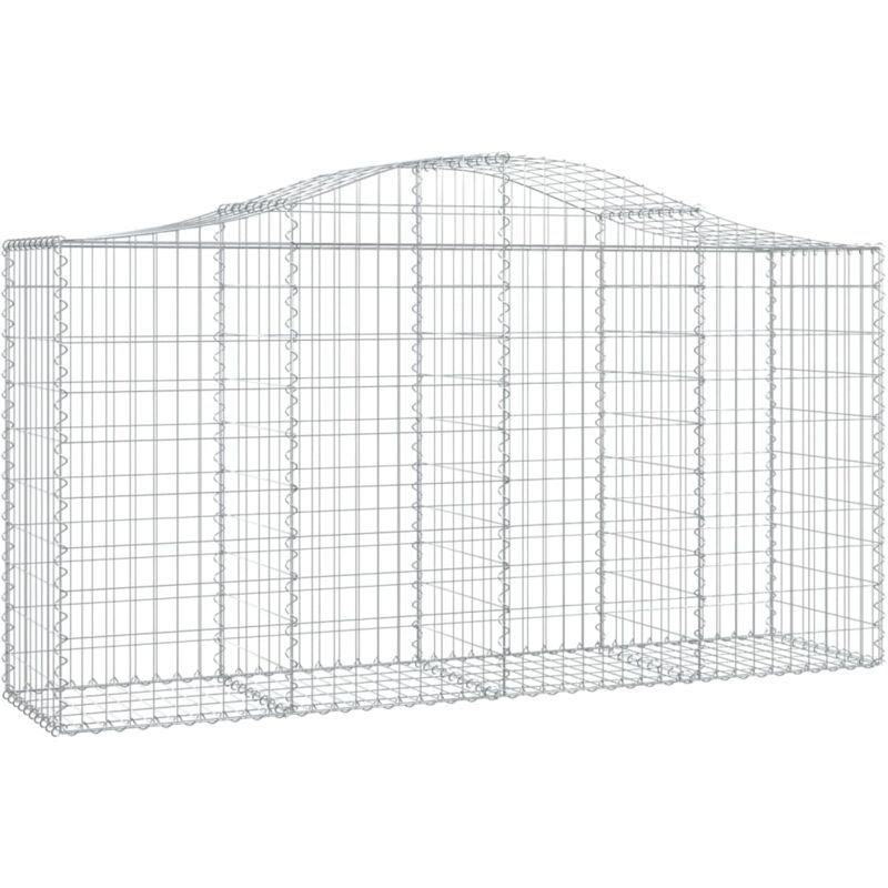 Helloshop26 - Panier de gabions clôture cage mur de soutènement arqué 200 x 50 x 100/120 cm fer galvanisé Argent