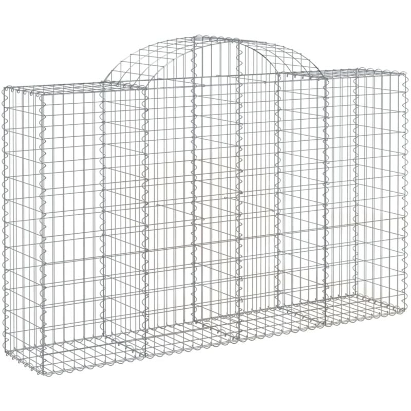 Panier de gabions clôture cage mur de soutènement arqué 200 x 50 x 120/140 cm fer galvanisé Argent