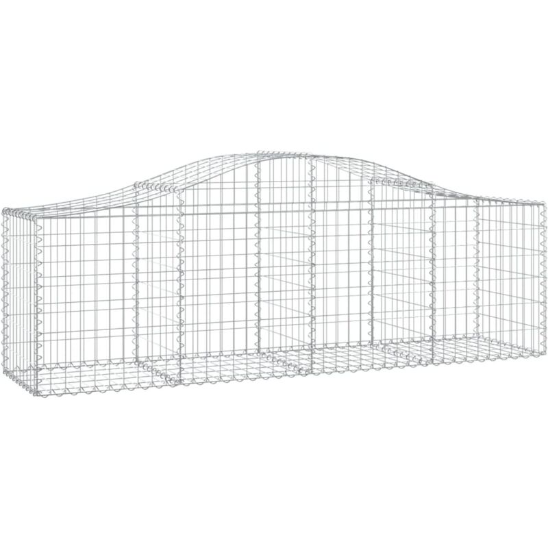 Helloshop26 - Panier de gabions clôture cage mur de soutènement arqué 200 x 50 x 60/80 cm fer galvanisé Argent